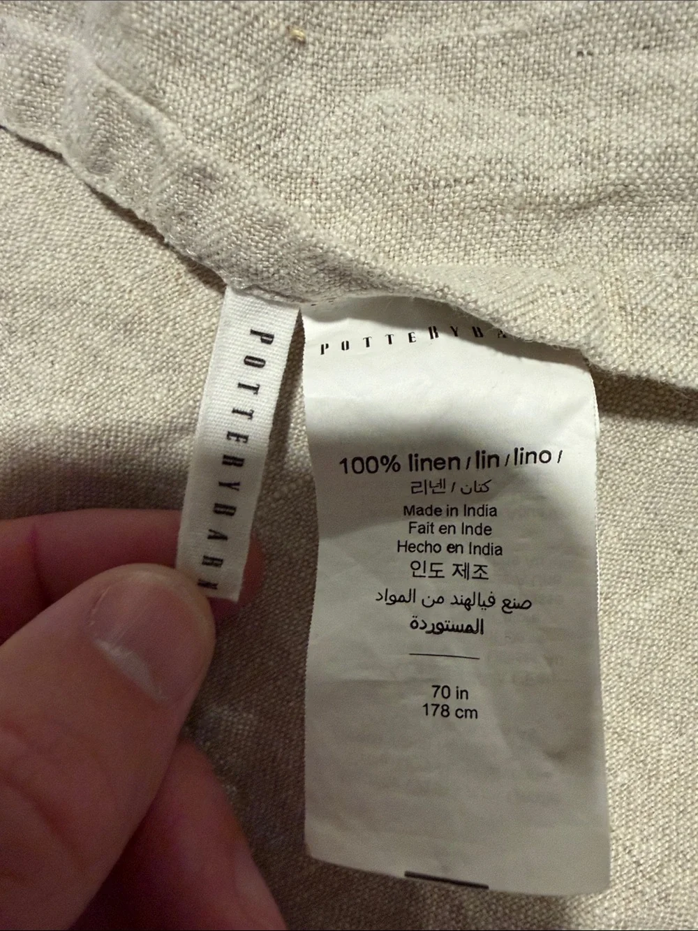 Pottery Barn 70” Belgian Round Linen Table Cloth